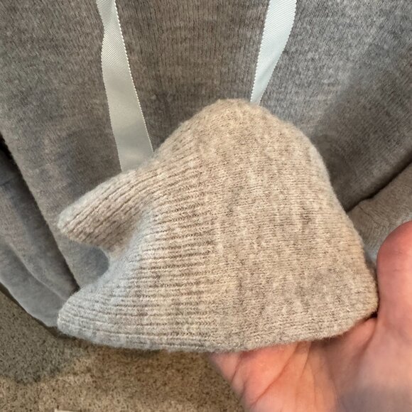 Express Women’s Beige Knit Hoodie Sweater Size Large Cozy Neutral Pullover Large - Picture 5 of 7